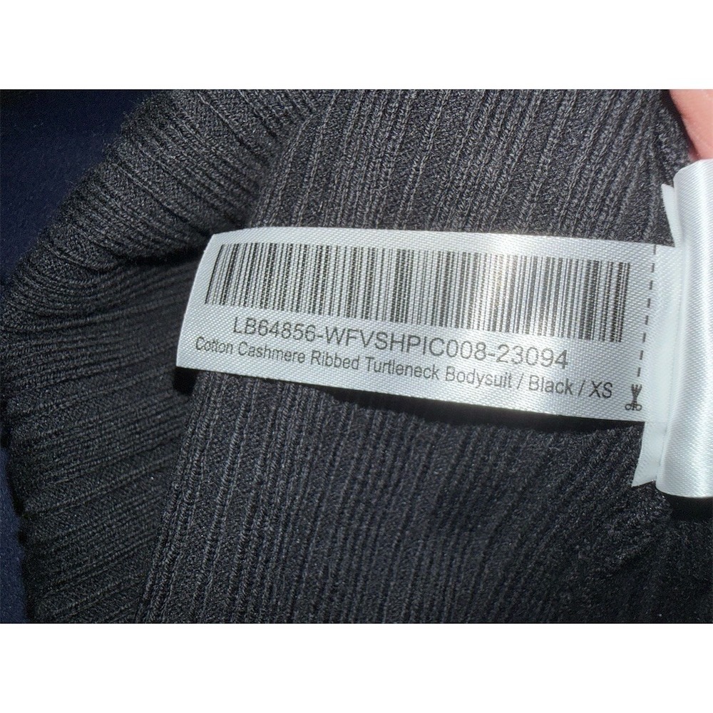Quince cotton cashmere Bodysuit Womens XS Black Ribbed Turtleneck Snap Closure - Picture 7 of 7